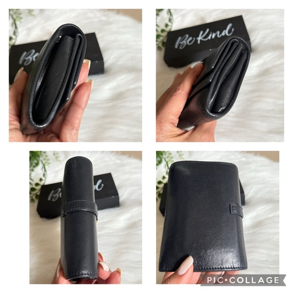 💯Authentic Yves Saint Laurent Black Leather Cassandra  compact Wallet vintage - Picture 13 of 13